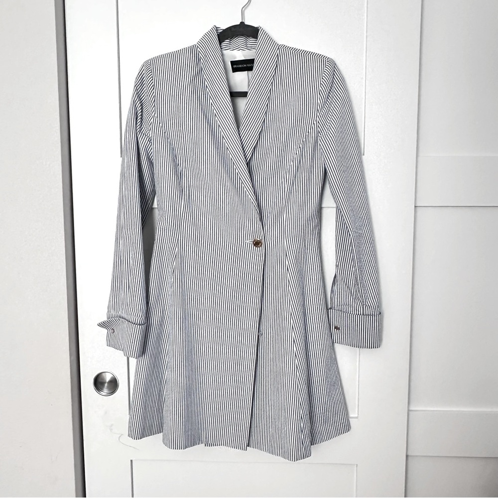 Brandon Maxwell seersucker striped blazer dress size 4